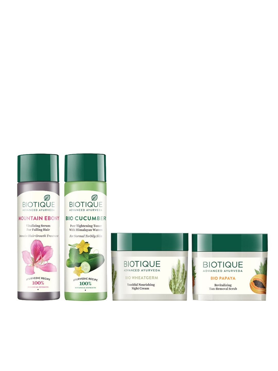 Biotique Set Of Anti-Hairfall Serum - Toner - Tan-Removal Scrub - Wheat Germ Night Cream, White
Biotique Set Of Anti-Hairfall Serum - Toner - Tan-Removal Scrub - Wheat Germ Night Cream, White