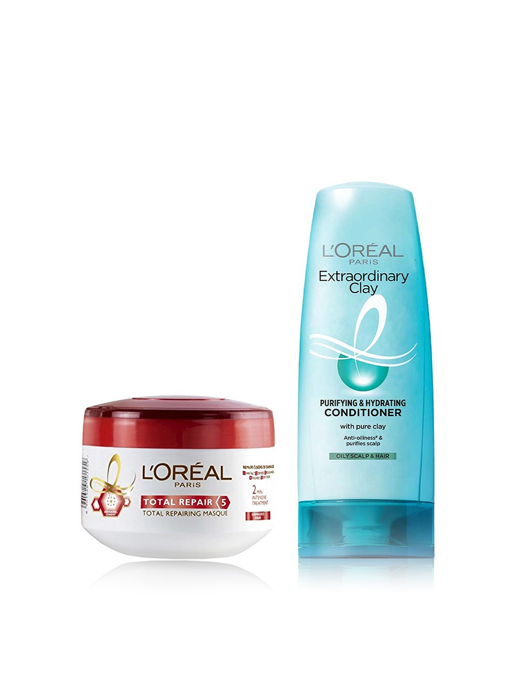 LOreal Paris Total Repair 5 Hair Masque 200ml & Extraordinary Clay Conditioner 180ml, White
LOreal Paris Total Repair 5 Hair Masque 200ml & Extraordinary Clay Conditioner 180ml, White