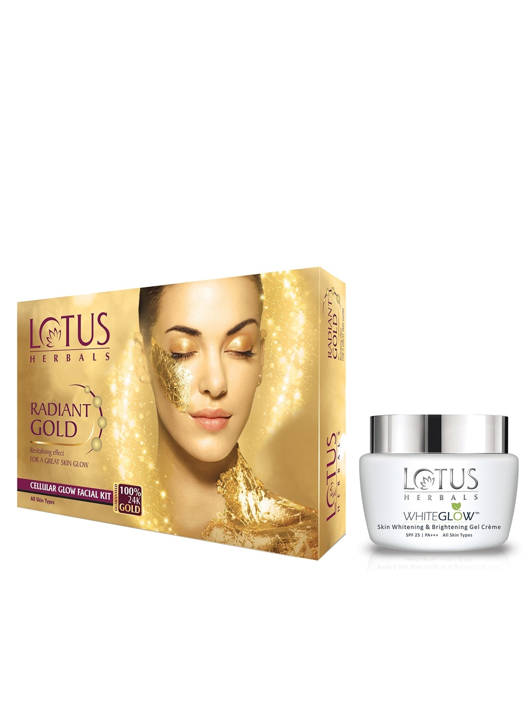 Lotus Herbals Sustainable Set of Radiant Gold Cellular Glow Facial Kit & SPF 25 Creme, White
Lotus Herbals Sustainable Set of Radiant Gold Cellular Glow Facial Kit & SPF 25 Creme, White