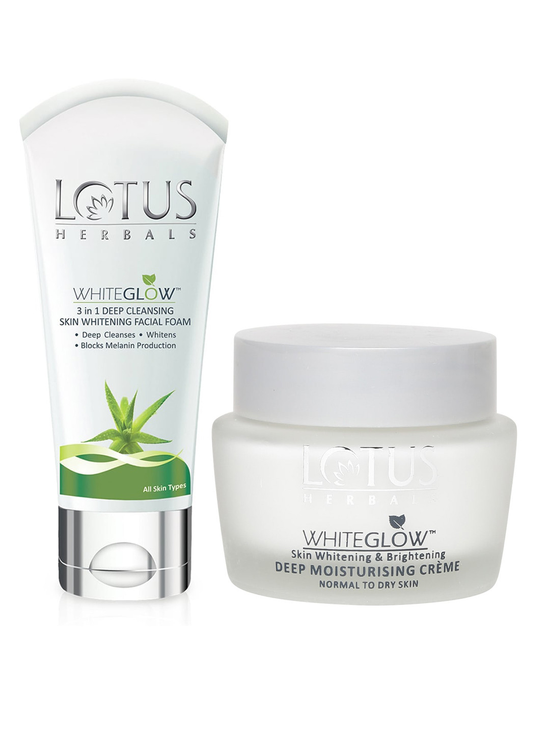 Lotus Herbals Set of Sustainable Whiteglow SPF 20 PA +++ Gel Creme & 3-in-1 Facial Foam, White 
Lotus Herbals Set of Sustainable Whiteglow SPF 20 PA +++ Gel Creme & 3-in-1 Facial Foam, White