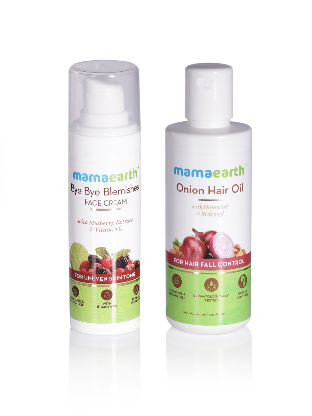 Mamaearth Set of Bye Bye Blemishes Face Cream - 30 ml & Onion Hair Oil - 150 ml, White
Mamaearth Set of Bye Bye Blemishes Face Cream - 30 ml & Onion Hair Oil - 150 ml, White