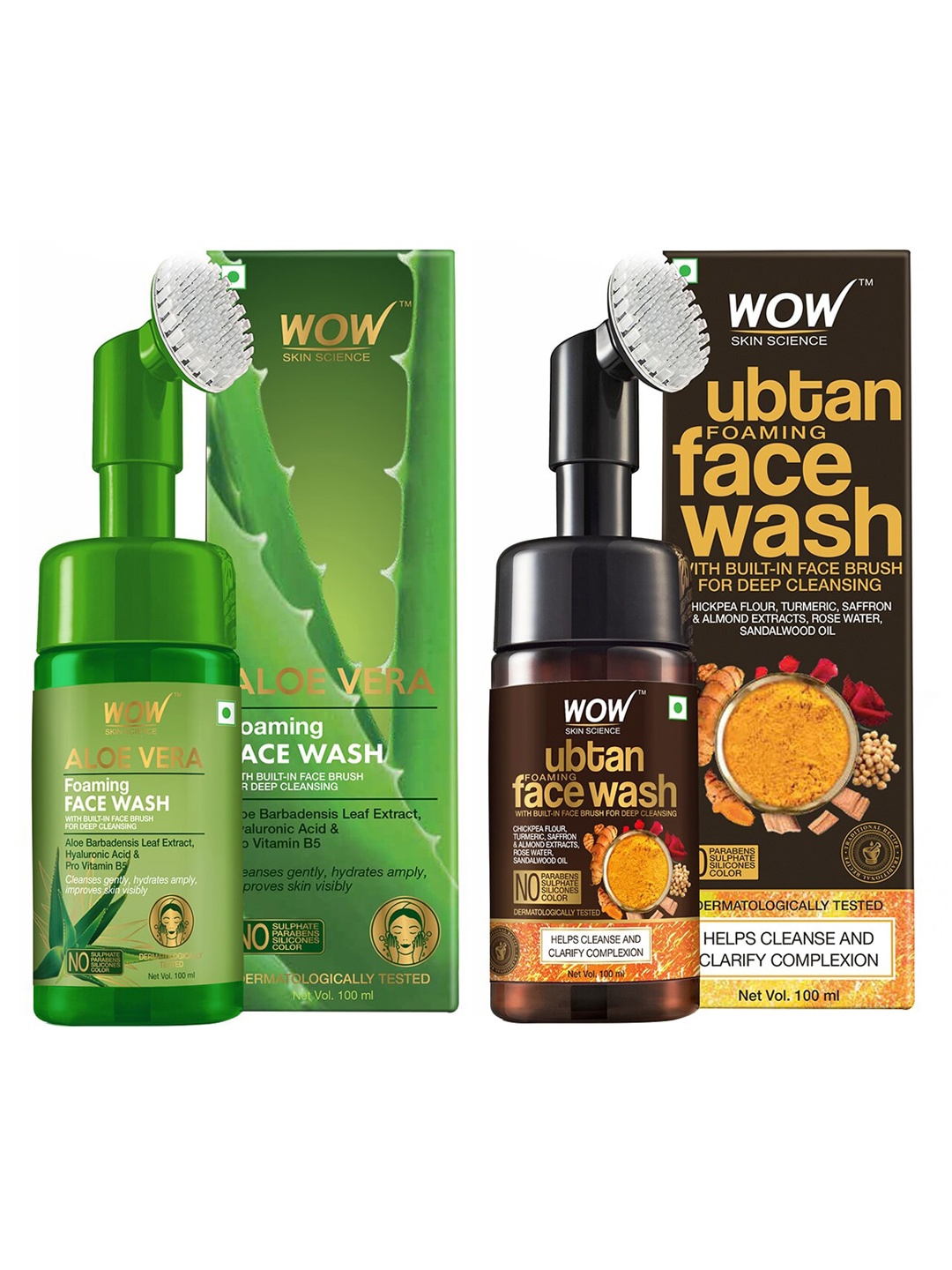 WOW SKIN SCIENCE Unisex Set of Ubtan Foaming Face Wash & Aloe Vera Face Wash -200 ml, Green
WOW SKIN SCIENCE Unisex Set of Ubtan Foaming Face Wash & Aloe Vera Face Wash -200 ml, Green
