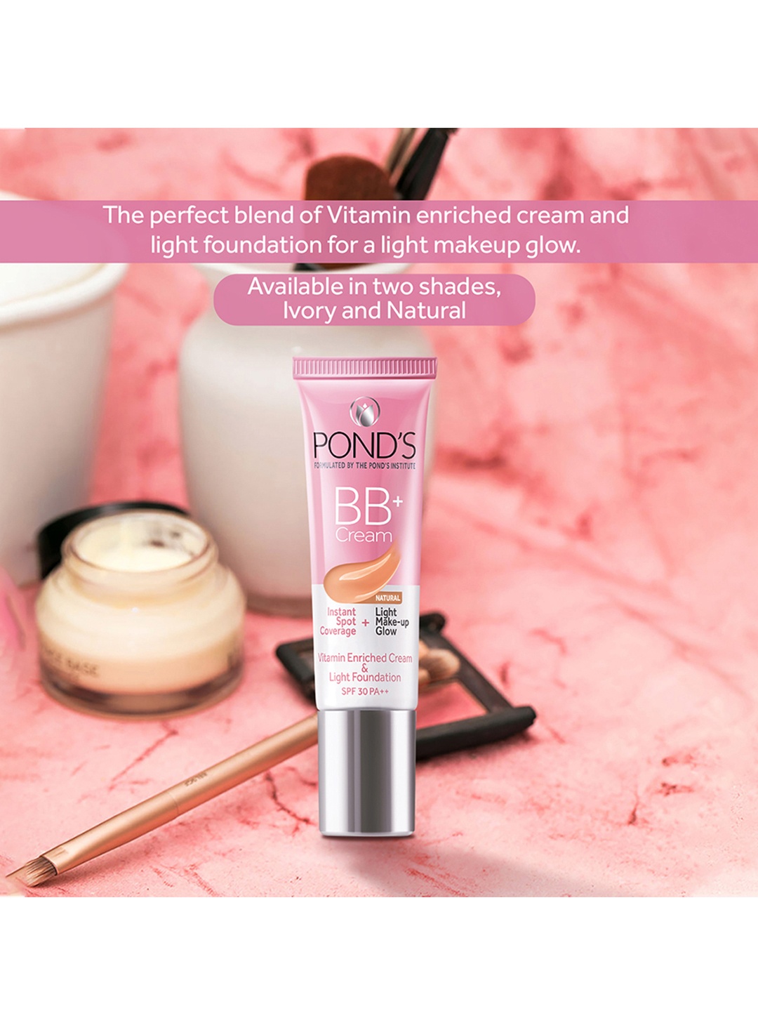 Ponds Instant Spot Coverage BB+ Cream SPF30 PA++ with Vitamin E & B3 9 g - Natural, Pink
Ponds Instant Spot Coverage BB+ Cream SPF30 PA++ with Vitamin E & B3 9 g - Natural, Pink