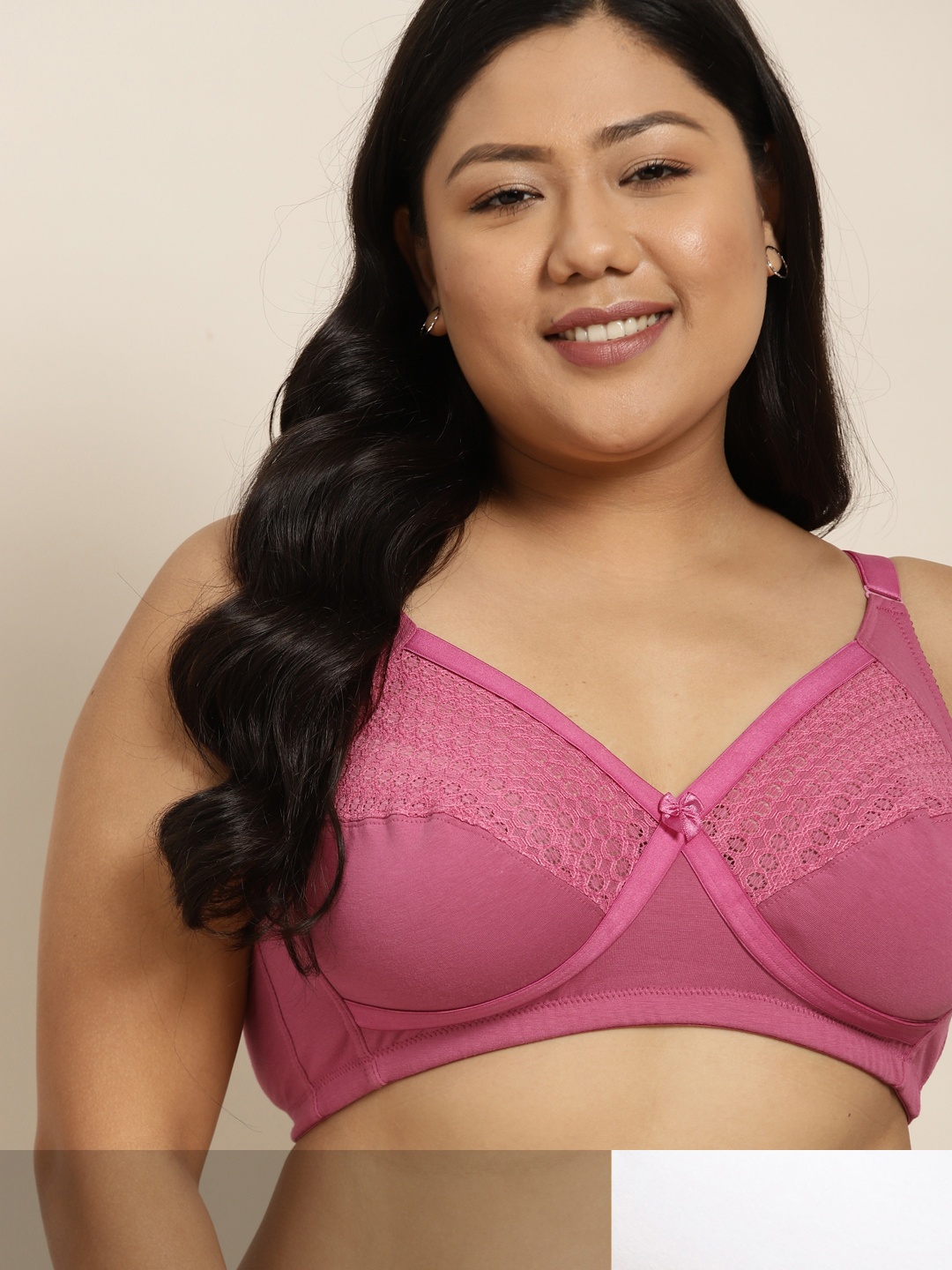 Sztori Plus Size Set Of 2 Solid Everyday Bra, White