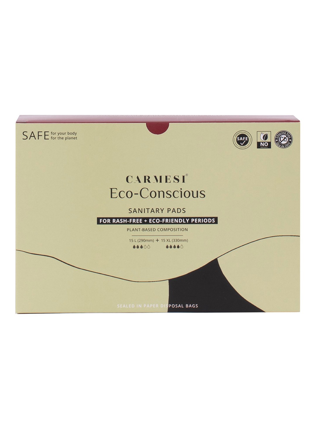 CARMESI Pack of 30 Large & XL Eco Conscious Sanitary Pads With Paper Disposal Bags, White
CARMESI Pack of 30 Large & XL Eco Conscious Sanitary Pads With Paper Disposal Bags, White
