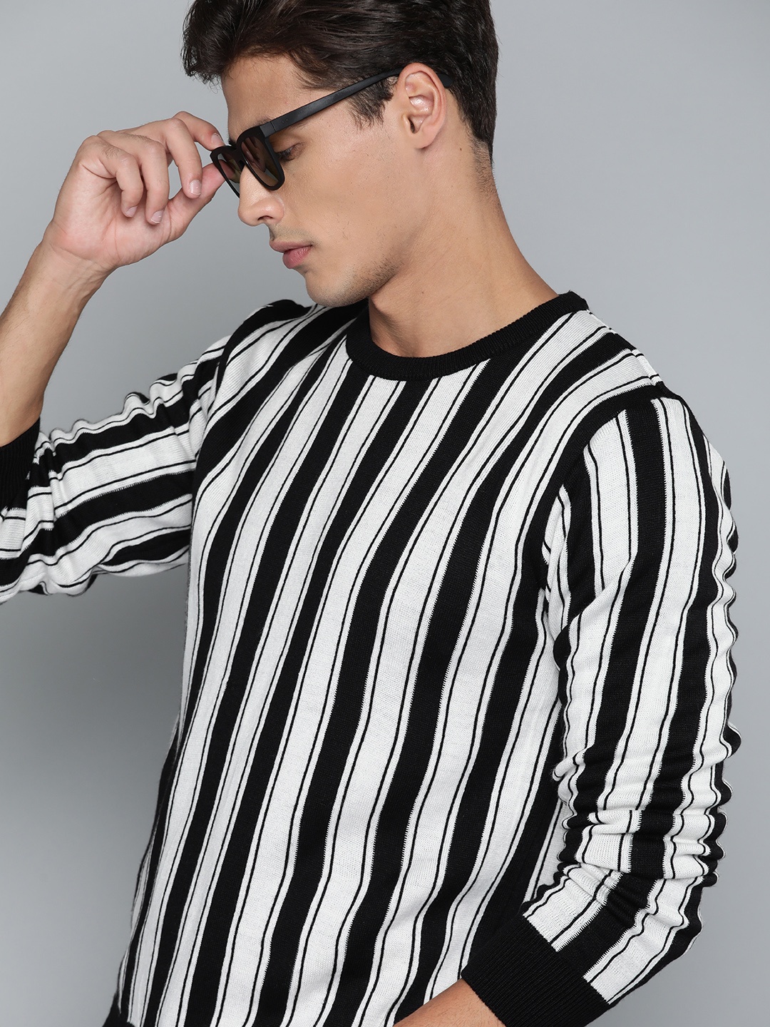 Kook N Keech Men White & Black Striped Pullover