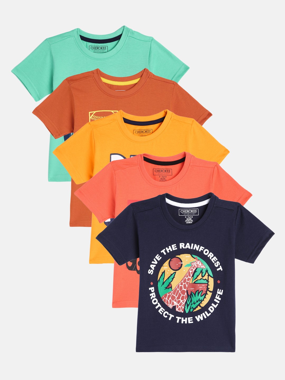 Cherokee Boys Set of 5 Pure Cotton Printed Regular Fit Pure Cotton T-shirts, Navy blue
Cherokee Boys Set of 5 Pure Cotton Printed Regular Fit Pure Cotton T-shirts, Navy blue