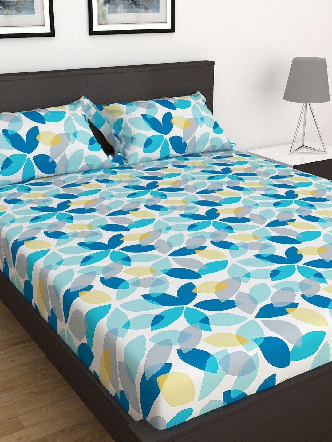 Corsica Printed 3-Piece Microfiber Queen Bedsheet Set - 2.25 m x 2.35 m, White