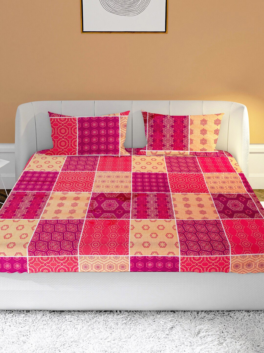 MAYFAIR HOMES LONDON Beige & Pink Geometric 104 TC Queen Bedsheet with 2 Pillow Covers
MAYFAIR HOMES LONDON Beige & Pink Geometric 104 TC Queen Bedsheet with 2 Pillow Covers