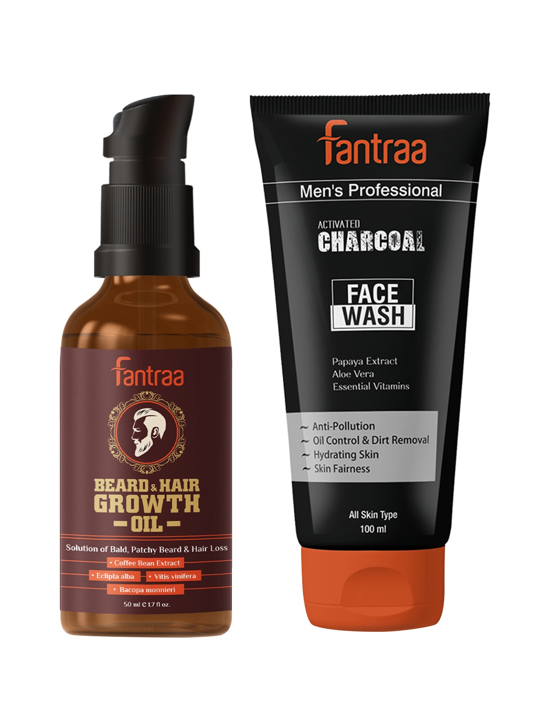 FANTRAA Men Combo of Beard-Hair Growth Oil 50ml & Activated Charcoal Face Wash100ml, Coffee brown
FANTRAA Men Combo of Beard-Hair Growth Oil 50ml & Activated Charcoal Face Wash100ml, Coffee brown