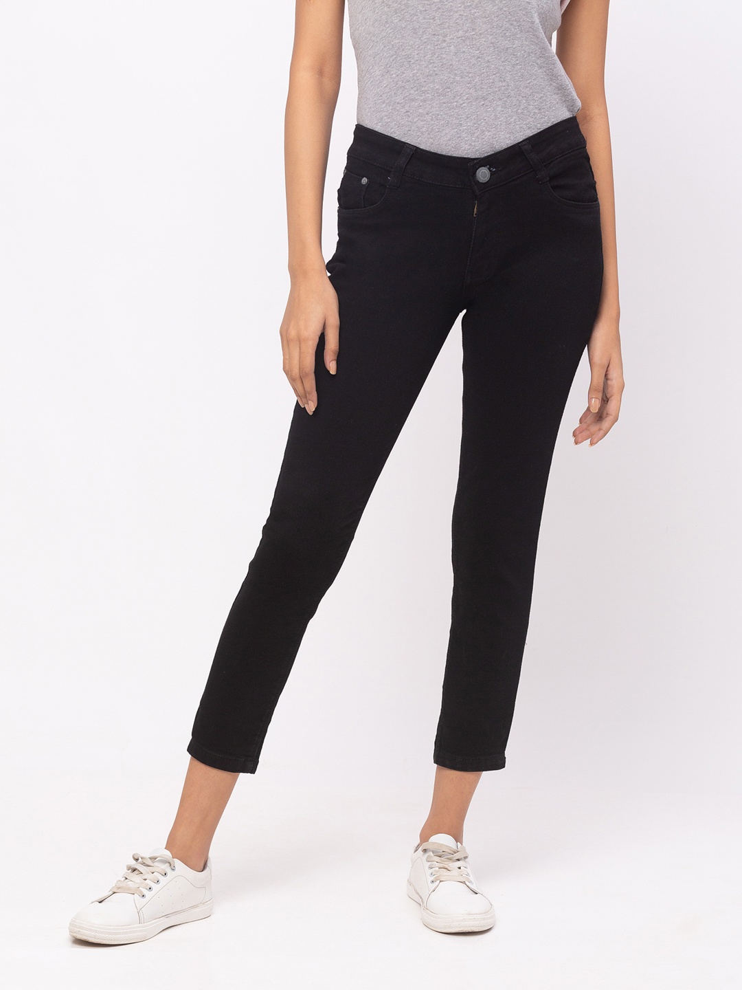 ZOLA Women Black Slim Fit Cropped Length Jeans