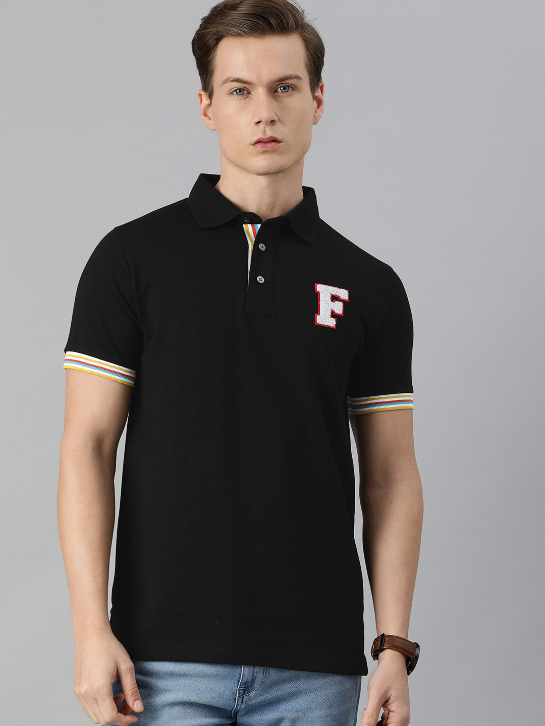 French Connection Men Black Printed Polo Collar Slim Fit Pure Cotton T-shirt
French Connection Men Black Printed Polo Collar Slim Fit Pure Cotton T-shirt