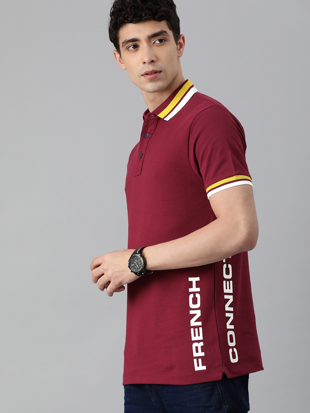 French Connection Men Maroon Typography Printed Polo Collar Slim Fit Pure Cotton T-shirt
French Connection Men Maroon Typography Printed Polo Collar Slim Fit Pure Cotton T-shirt