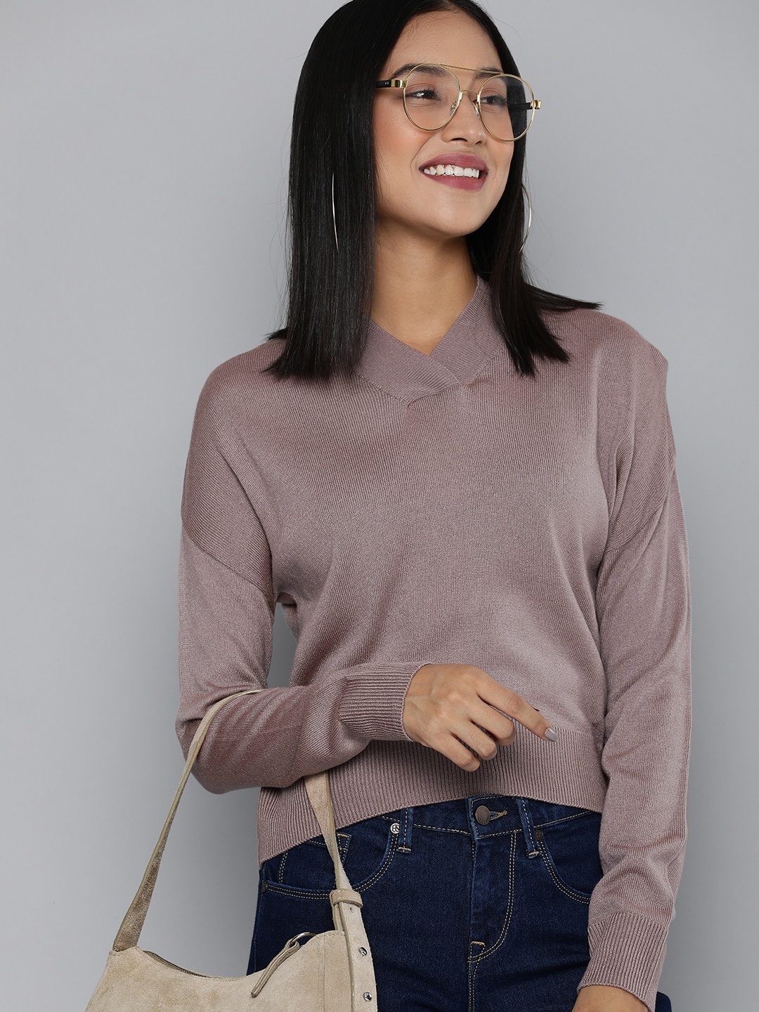 HERE&NOW Women Mauve Pullover