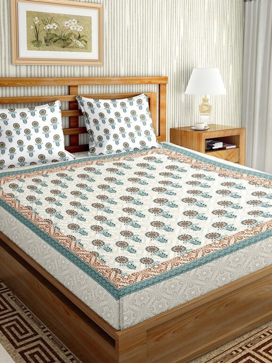 BELLA CASA Off White & Brown Ethnic Motifs 144 TC King Bedsheet with 2 Pillow Covers
BELLA CASA Off White & Brown Ethnic Motifs 144 TC King Bedsheet with 2 Pillow Covers
