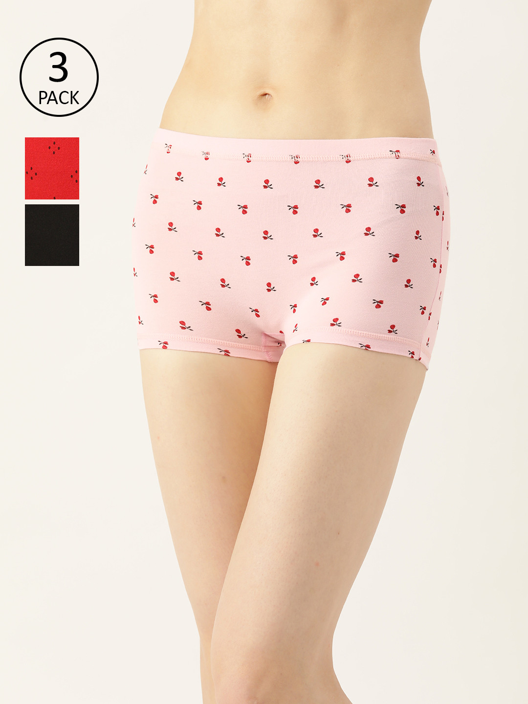 Leading Lady Women Pack of 3 Printed Boy Shorts JOY-3-PR-04, Pink 
Leading Lady Women Pack of 3 Printed Boy Shorts JOY-3-PR-04, Pink