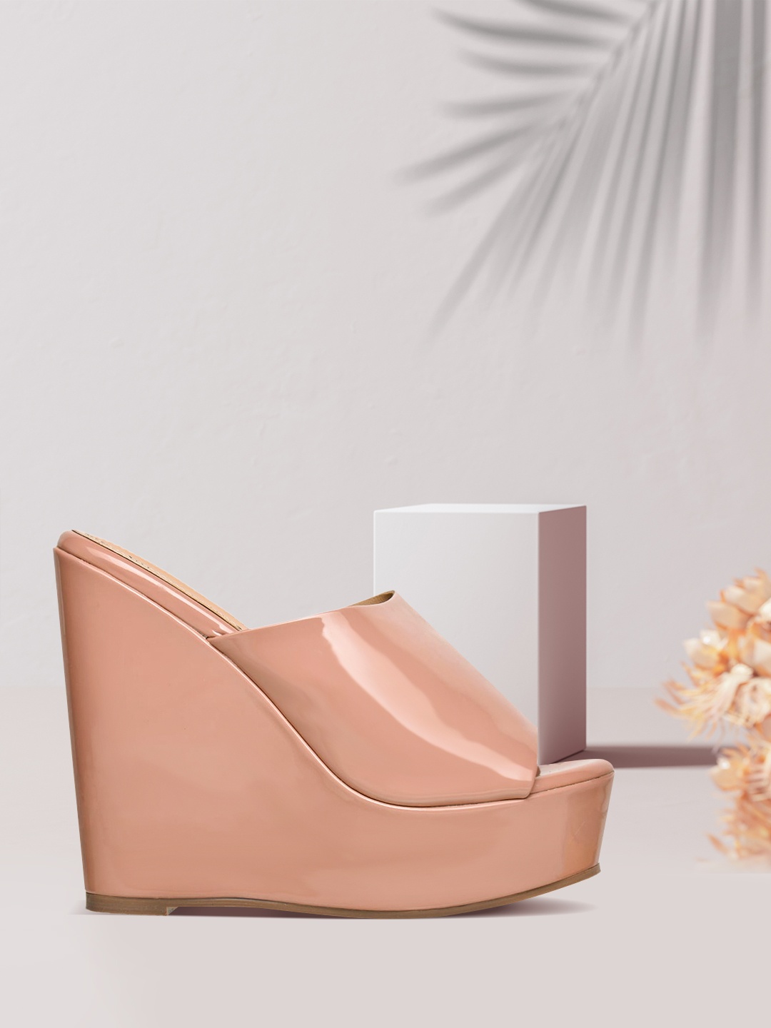 Flat n Heels Pink Wedge Mules