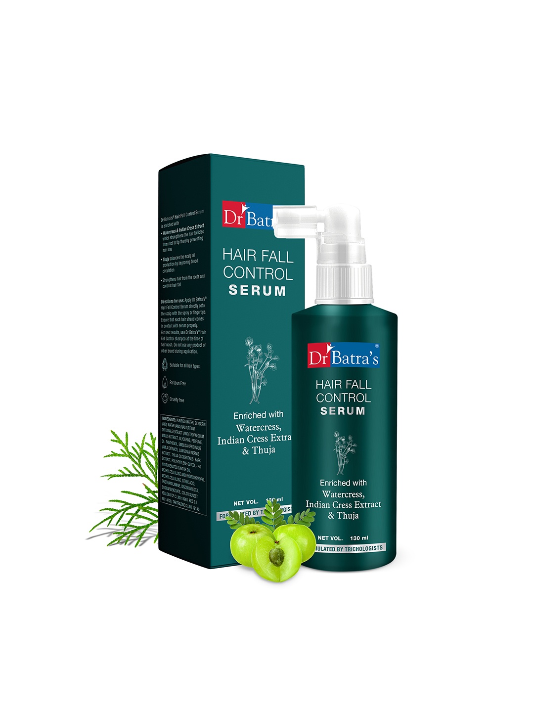 Dr. Batras Hair Fall Control Serum Enriched With Watercress & Indian Cress Extract - 130ml, White
Dr. Batras Hair Fall Control Serum Enriched With Watercress & Indian Cress Extract - 130ml, White