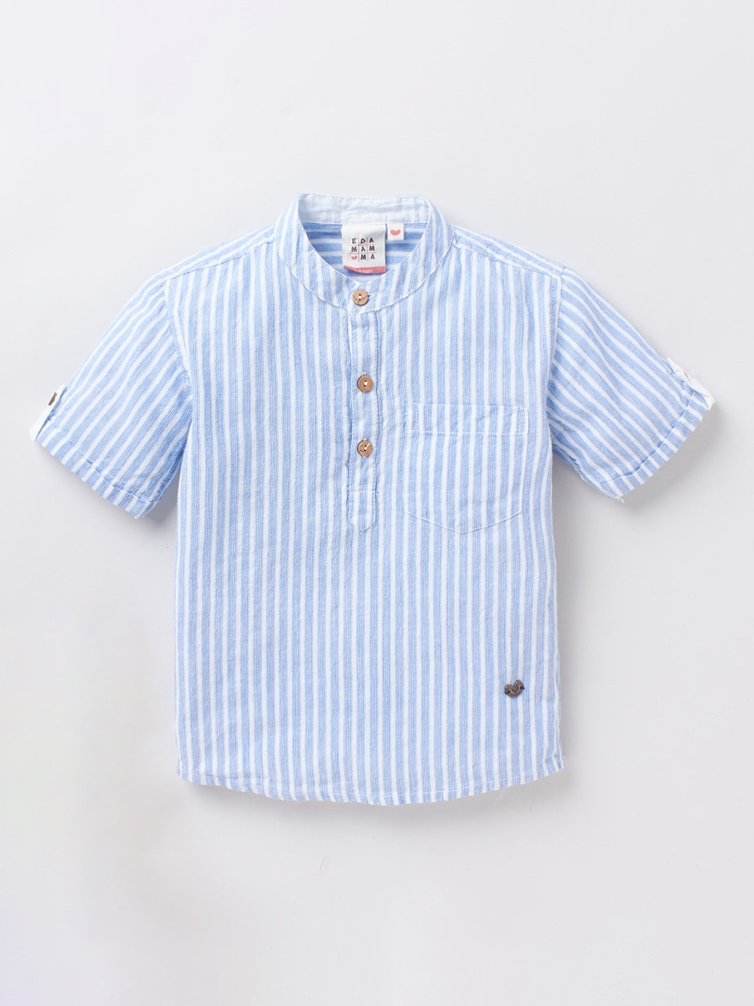 Ed-a-Mamma Boys Blue & White Striped Band Collar Casual Short Sustainable Kurta Shirt
Ed-a-Mamma Boys Blue & White Striped Band Collar Casual Short Sustainable Kurta Shirt