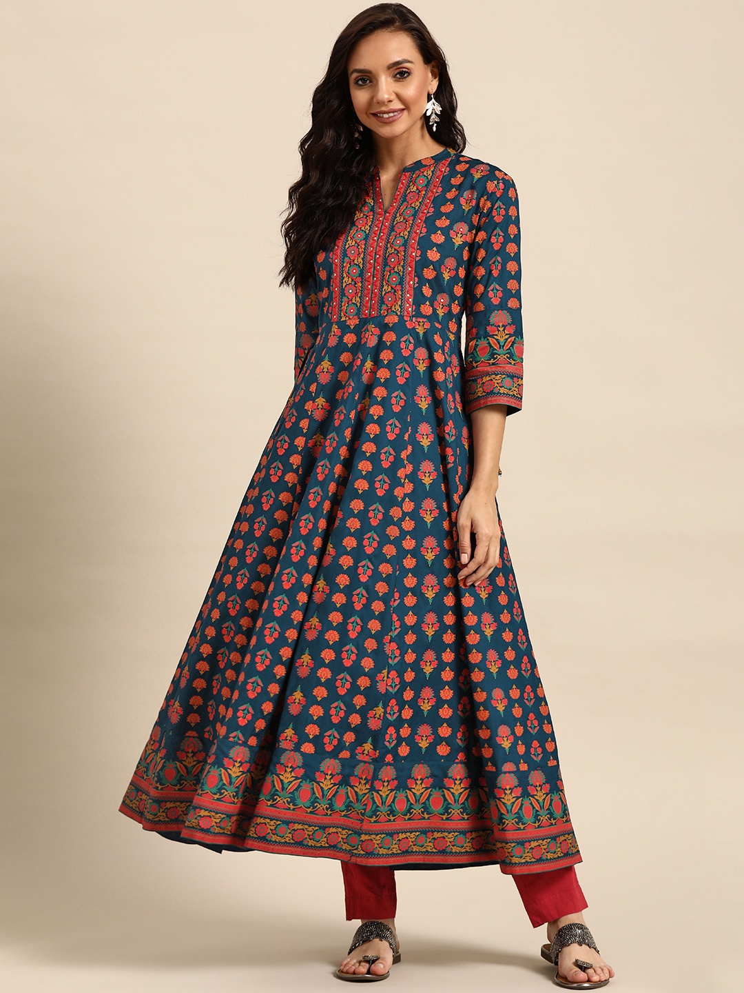 Prakrti Women Blue & Orange Ethnic Motifs Printed Hand Block Print Anarkali Kurta, Navy blue
Prakrti Women Blue & Orange Ethnic Motifs Printed Hand Block Print Anarkali Kurta, Navy blue