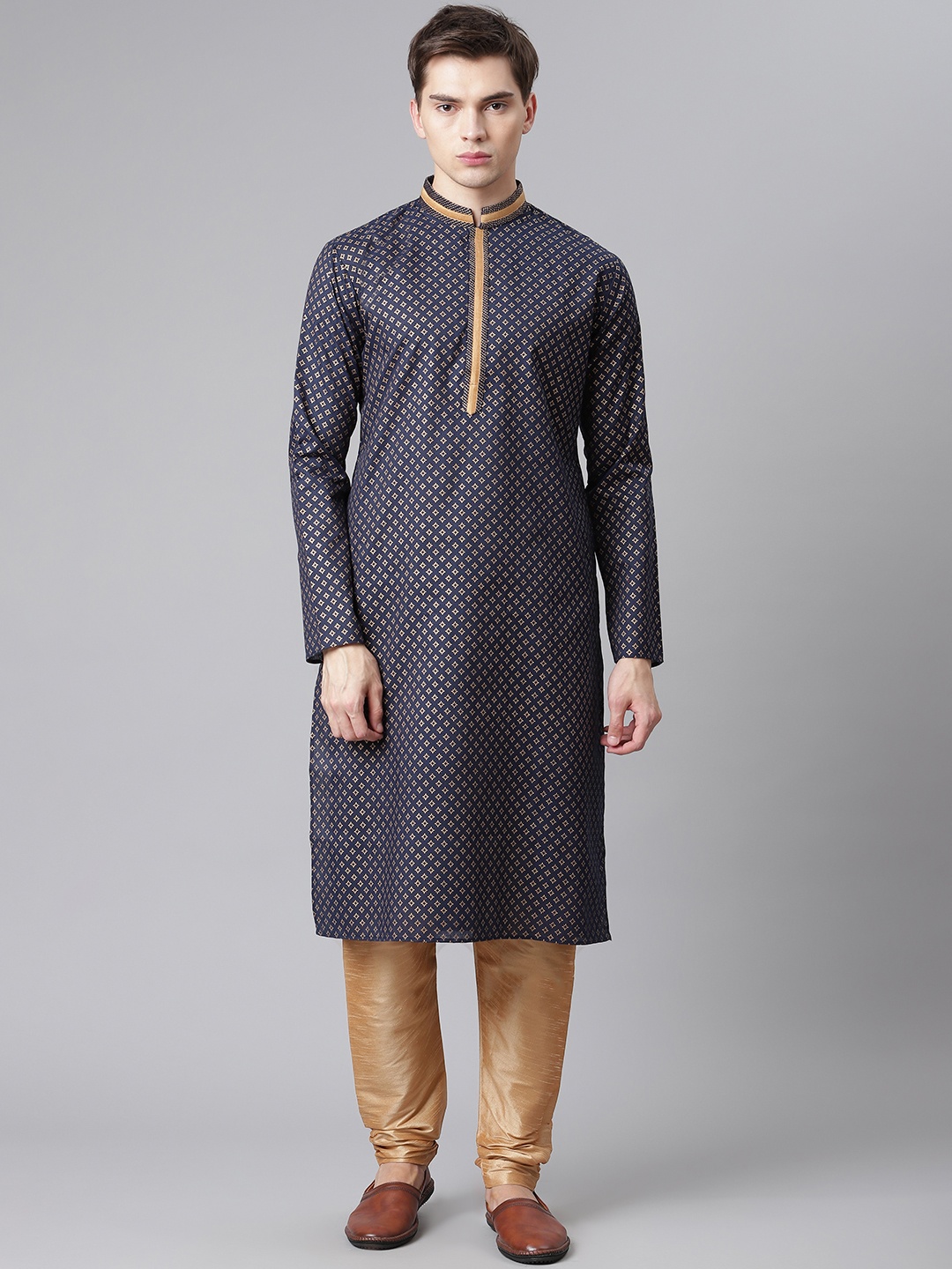 Readiprint Fashions Men Navy & Golden Cotton Ethnic Foil Print Kurta with Churidar, Navy blue
Readiprint Fashions Men Navy & Golden Cotton Ethnic Foil Print Kurta with Churidar, Navy blue
