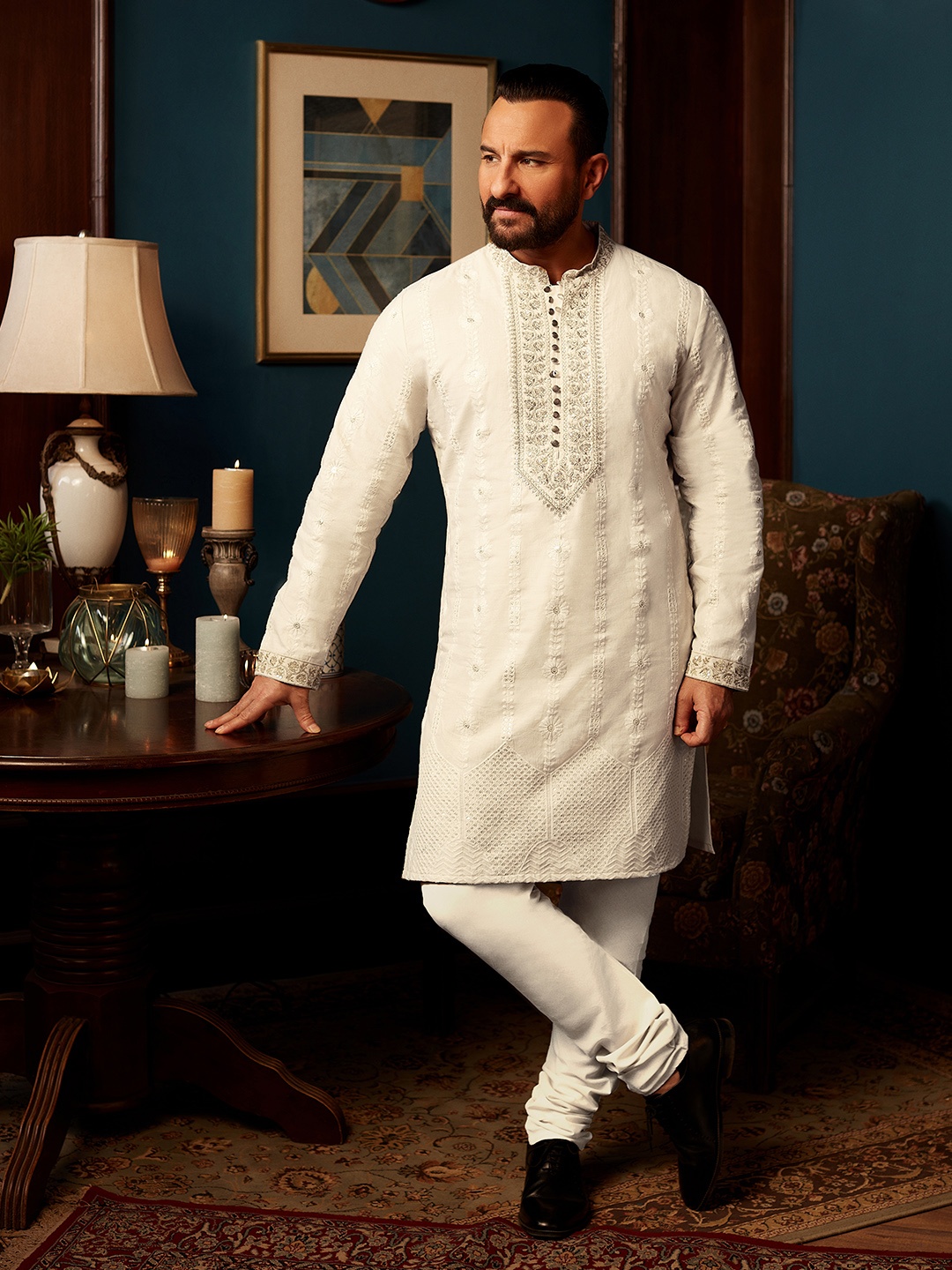 House of Pataudi Men Off White Ethnic Motifs Embroidered Cotton Jashn Kurta with Churidar
House of Pataudi Men Off White Ethnic Motifs Embroidered Cotton Jashn Kurta with Churidar