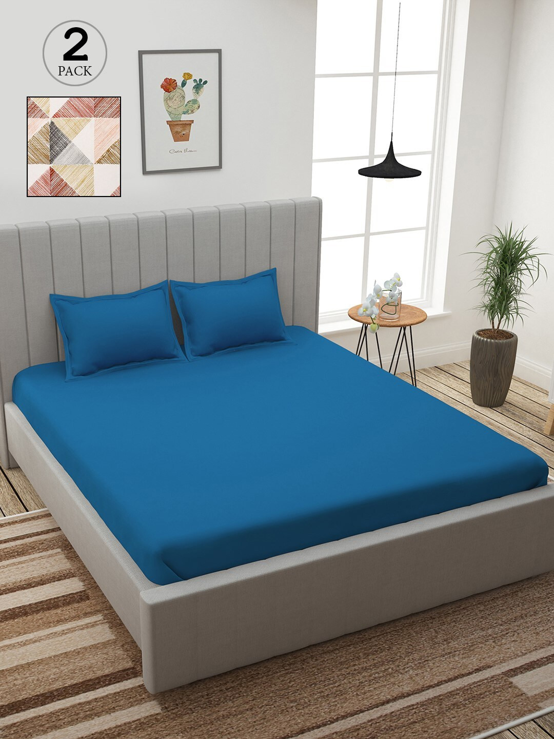 Story@home Blue & Cream-Coloured Geometric 210 TC 2 King Bedsheet with 4 Pillow Covers
Story@home Blue & Cream-Coloured Geometric 210 TC 2 King Bedsheet with 4 Pillow Covers