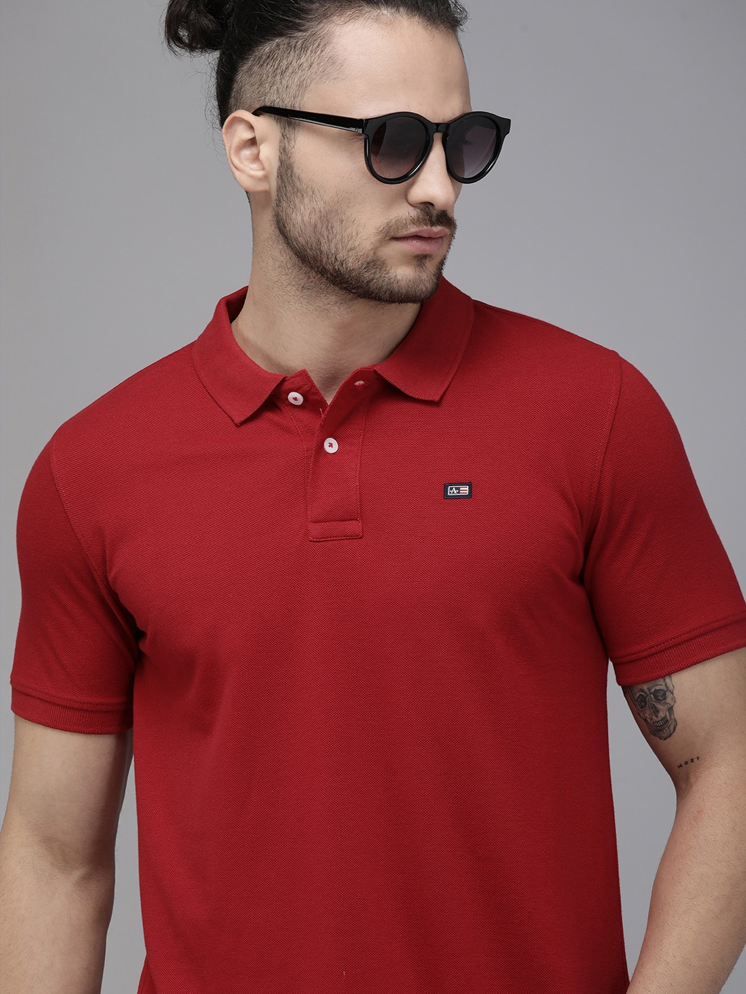 Arrow Men Red Polo Collar Slim Fit T-shirt