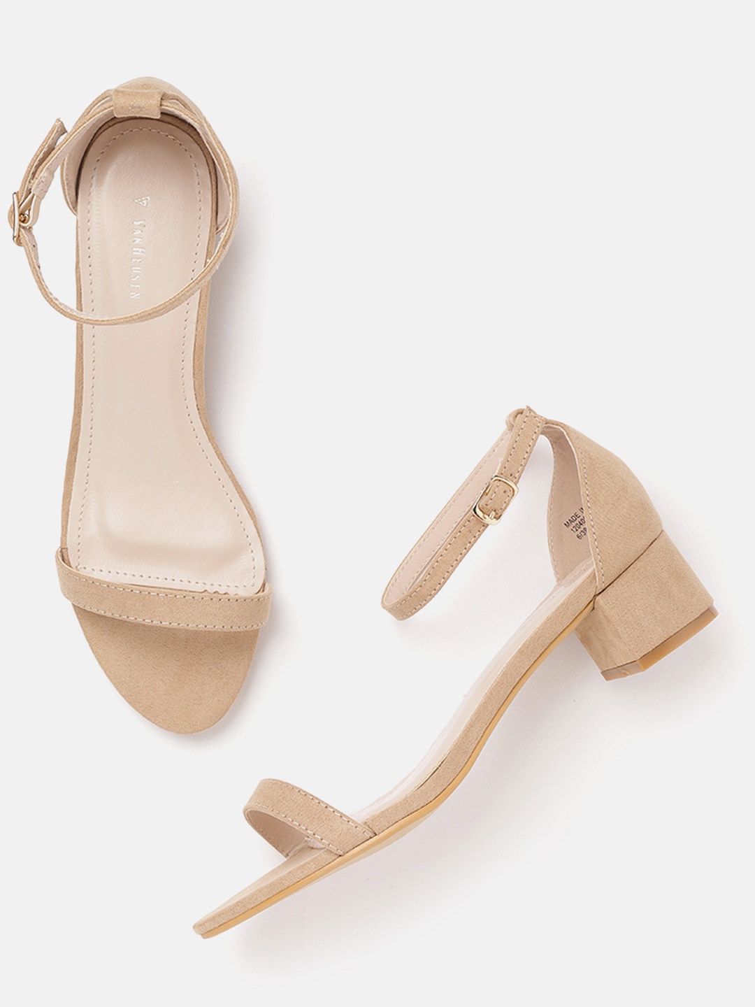 Van Heusen Woman Beige Solid Block Heels