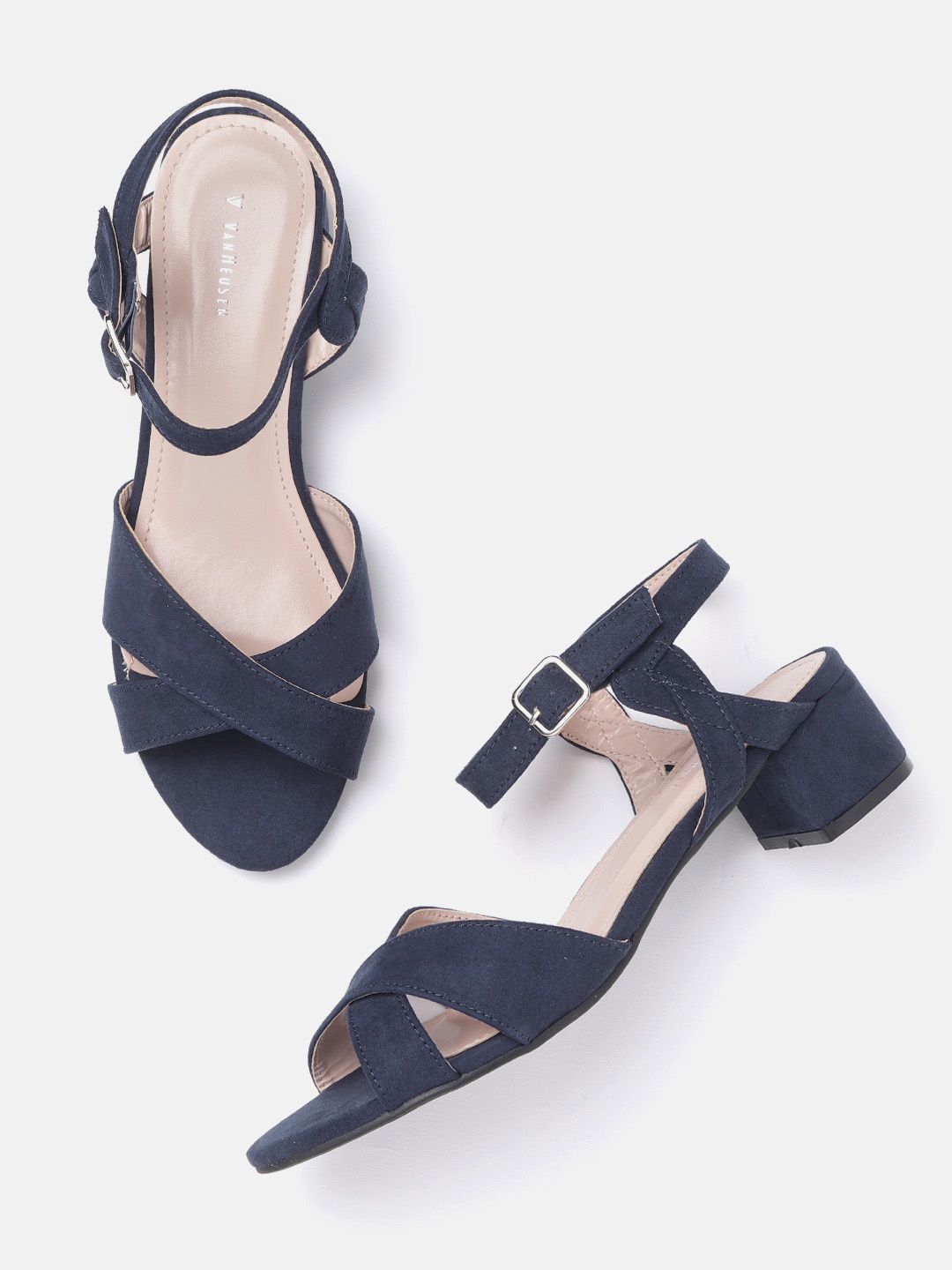 Van Heusen Woman Navy Blue Solid Block Heels