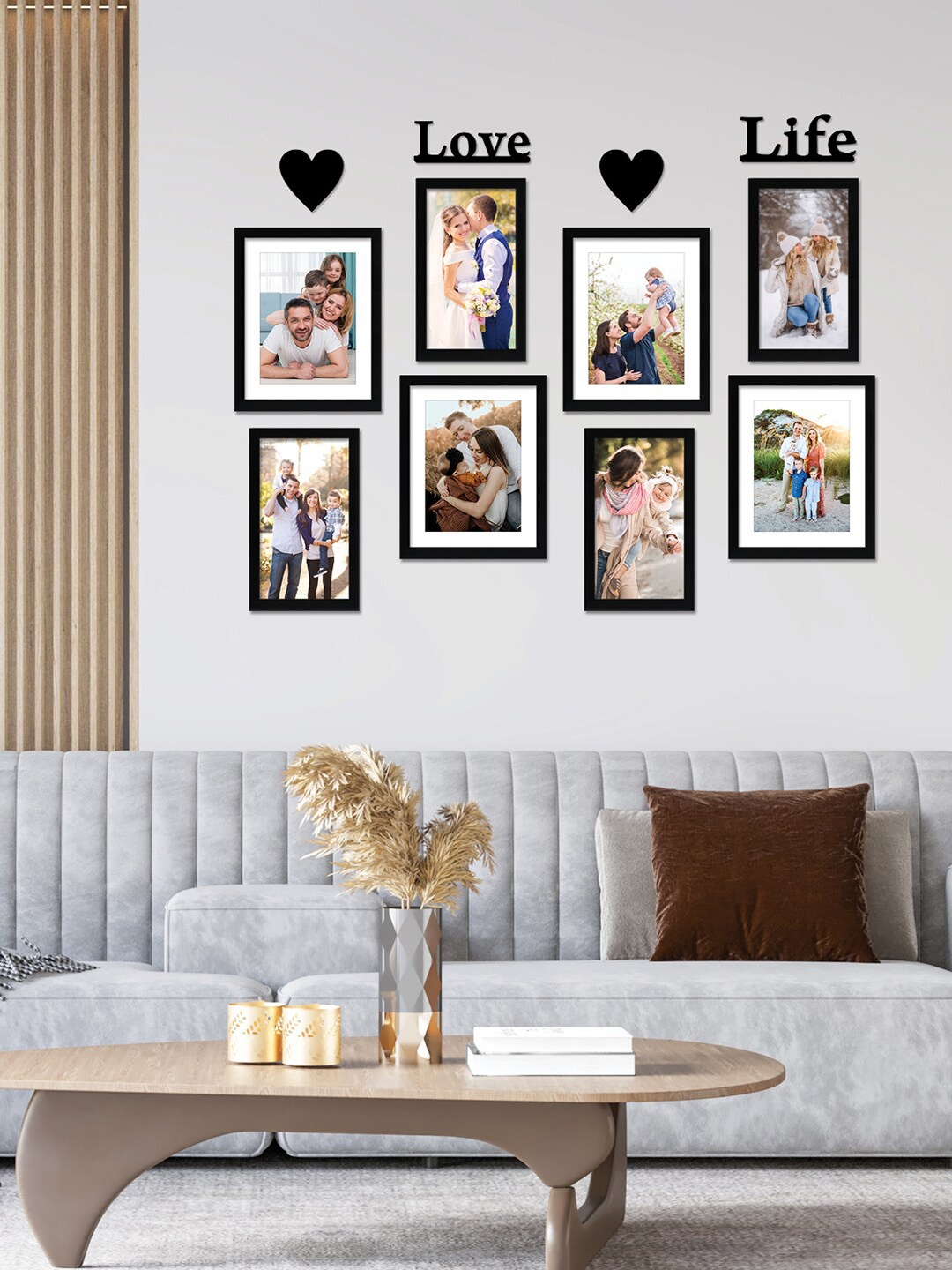 RANDOM Set Of 8 Black Solid Wall Photo Frames RF-1404
