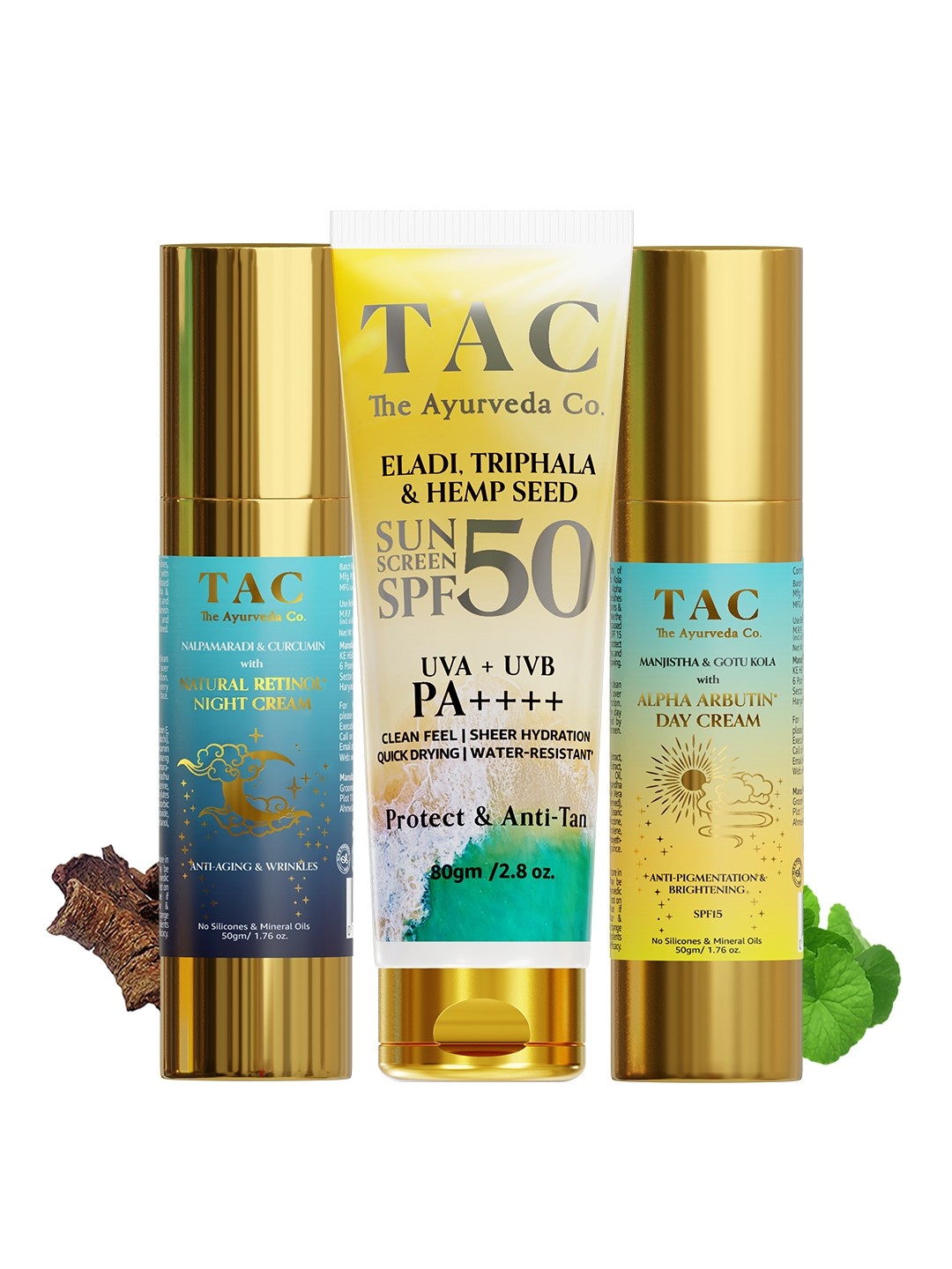 TAC - The Ayurveda Co. Alpha Arbutin Day & Night Cream with SPF 50 Hemp Seed Sunscreen, White
TAC - The Ayurveda Co. Alpha Arbutin Day & Night Cream with SPF 50 Hemp Seed Sunscreen, White