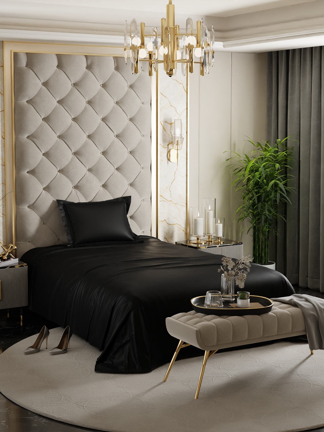 Stoa Paris Date Night Collection Solid 300 TC Satin Single Bedsheet with 1 Pillow Covers, Black
Stoa Paris Date Night Collection Solid 300 TC Satin Single Bedsheet with 1 Pillow Covers, Black