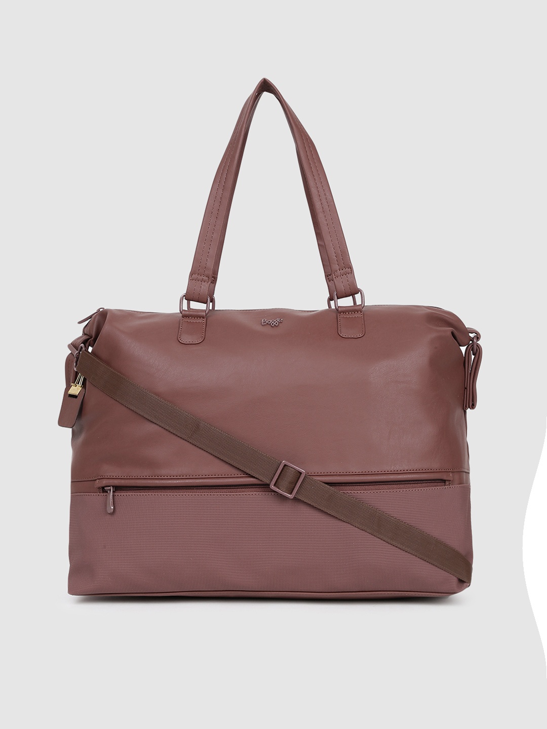 Baggit Brown Checked Structured Shoulder Bag