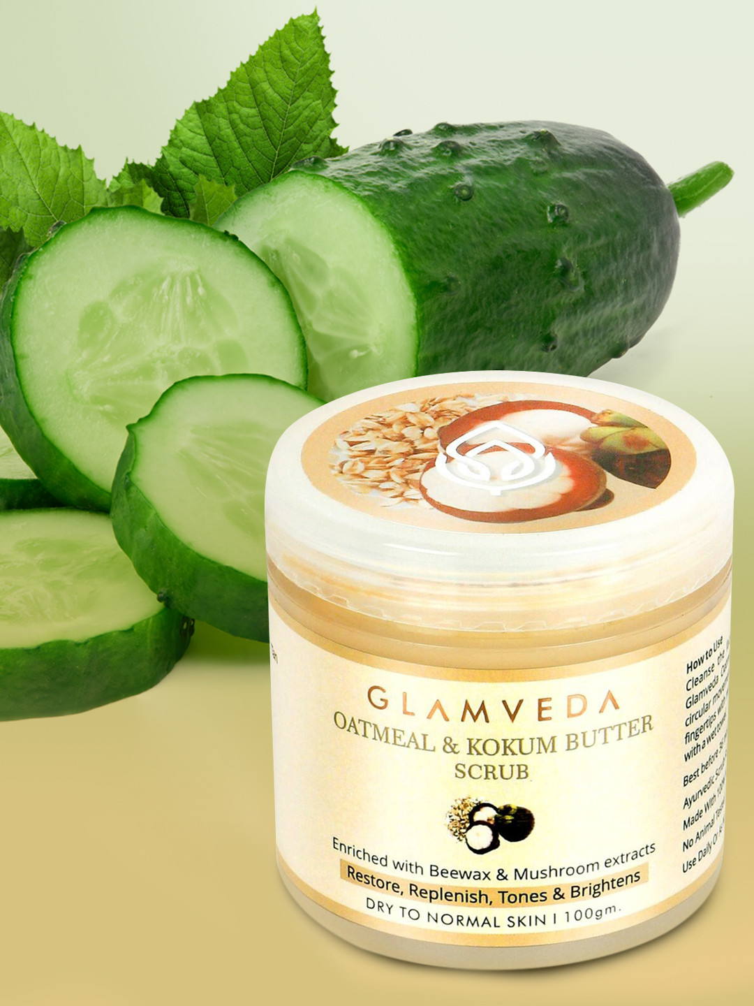 Glamveda Oatmeal & Kokum Butter Scrub 100 gm, Brown 
Glamveda Oatmeal & Kokum Butter Scrub 100 gm, Brown