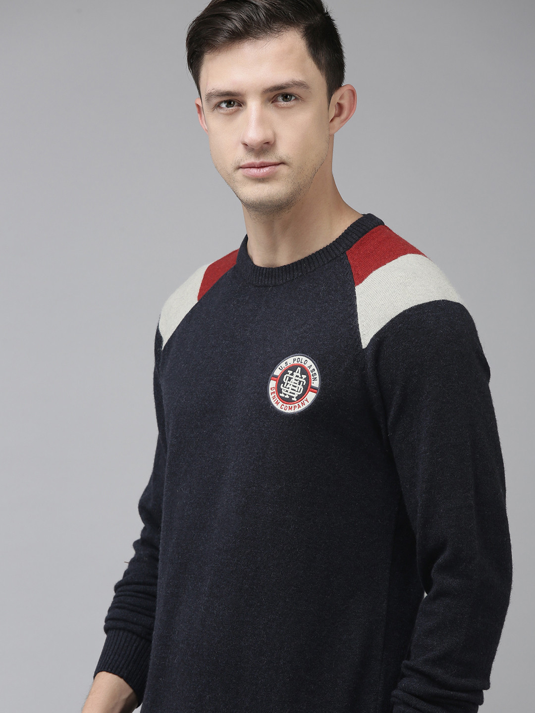 U S Polo Assn Denim Co Men Navy Blue Solid Pullover Sweater With Contrast Details
U S Polo Assn Denim Co Men Navy Blue Solid Pullover Sweater With Contrast Details