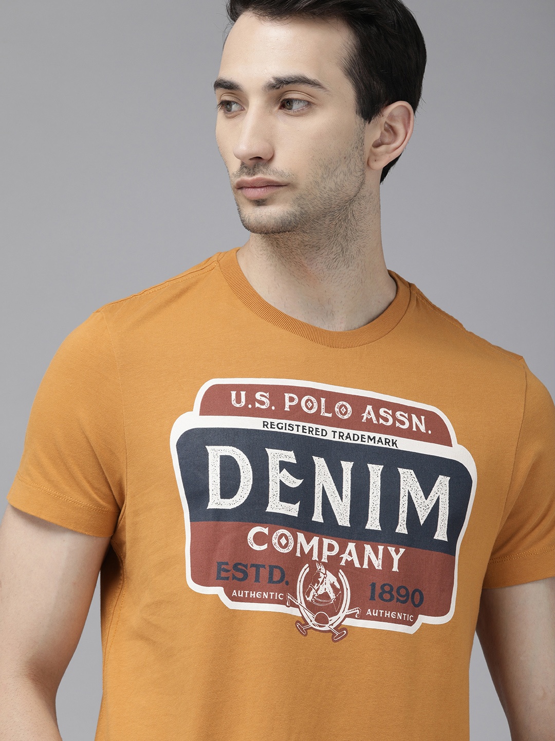 U S Polo Assn Denim Co Men Mustard Yellow White Brand Logo Printed Pure Cotton T-shirt
U S Polo Assn Denim Co Men Mustard Yellow White Brand Logo Printed Pure Cotton T-shirt