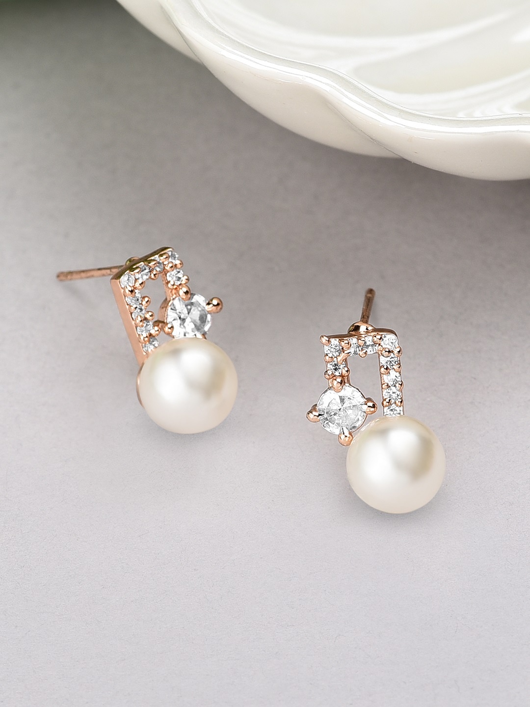 AMI Rose Gold Contemporary Studs Earrings