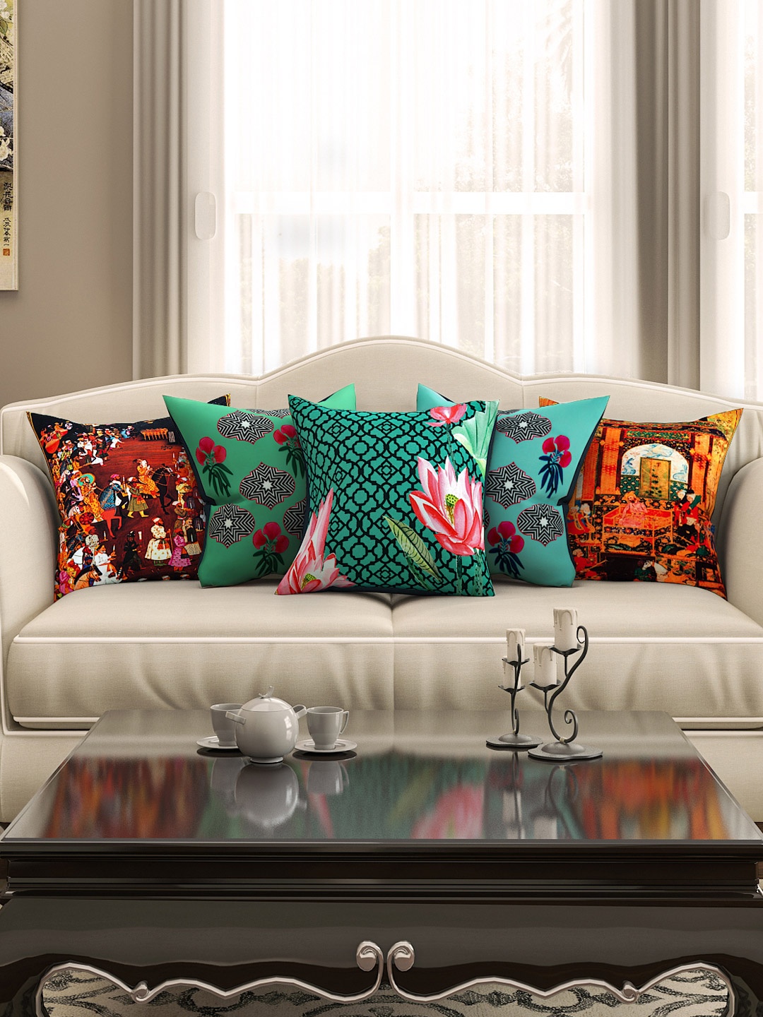 SEJ by Nisha Gupta Multicoloured 16" x 16" Set of 5 Square Printed Cushion Covers, Multi
SEJ by Nisha Gupta Multicoloured 16" x 16" Set of 5 Square Printed Cushion Covers, Multi