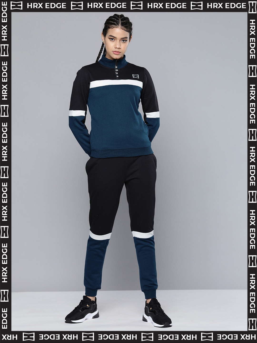 HRX By Hrithik Roshan EDGE Lifestyle Women Jet Black Rapid-Dry colourblock Tracksuits
HRX By Hrithik Roshan EDGE Lifestyle Women Jet Black Rapid-Dry colourblock Tracksuits
