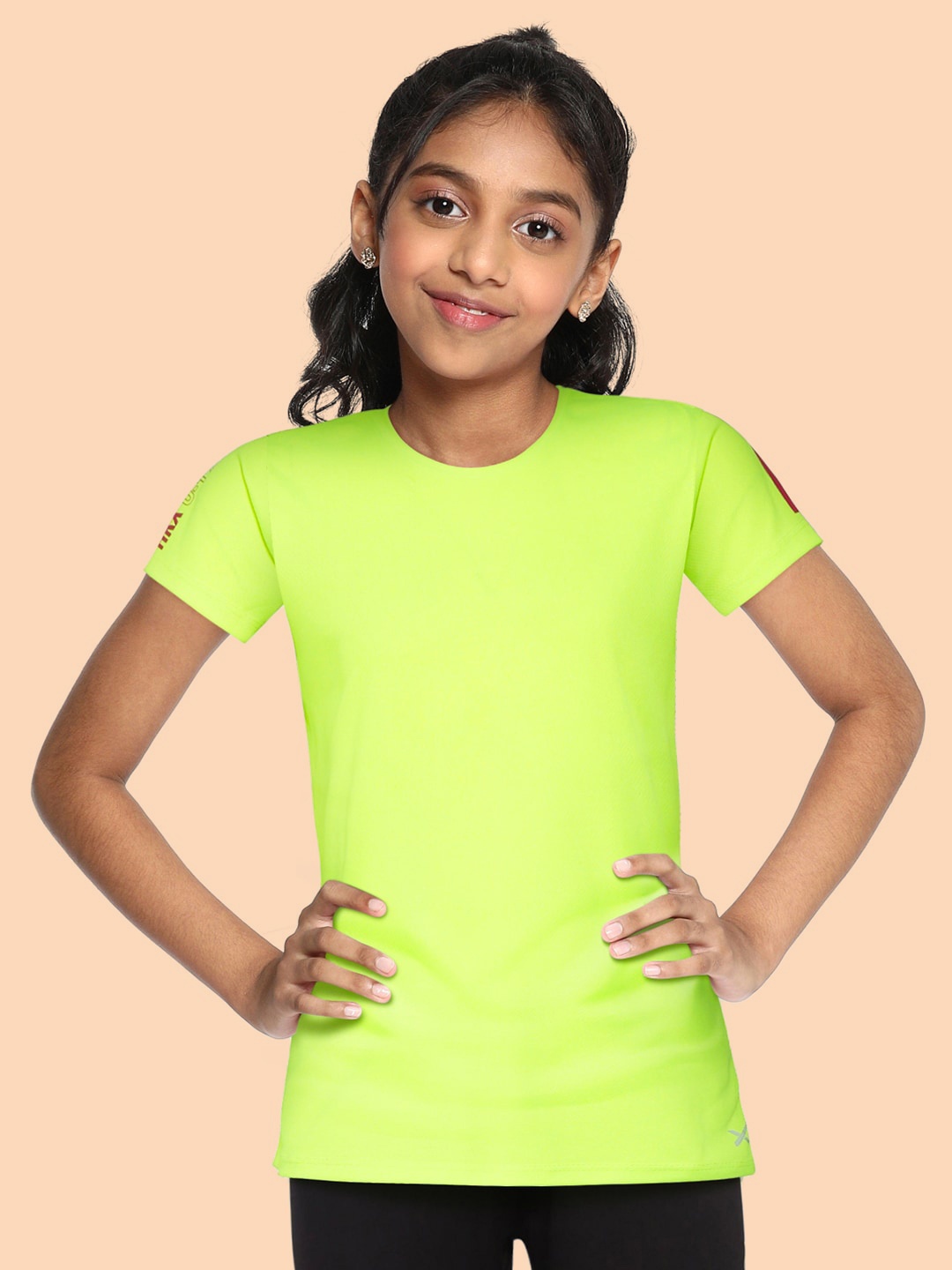 HRX by Hrithik Roshan U-17 Active Girls Neon Lime Rapid-Dry Typography Tshirts, Fluorescent green
HRX by Hrithik Roshan U-17 Active Girls Neon Lime Rapid-Dry Typography Tshirts, Fluorescent green