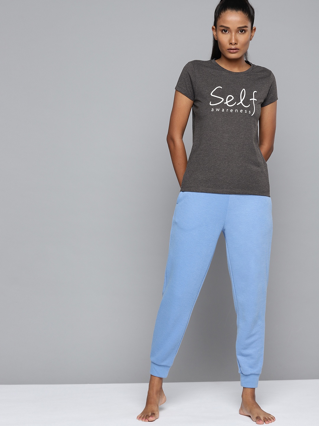 HRX By Hrithik Roshan Yoga Women Anthra Melange Typography Sustainable Tshirt, Charcoal
HRX By Hrithik Roshan Yoga Women Anthra Melange Typography Sustainable Tshirt, Charcoal