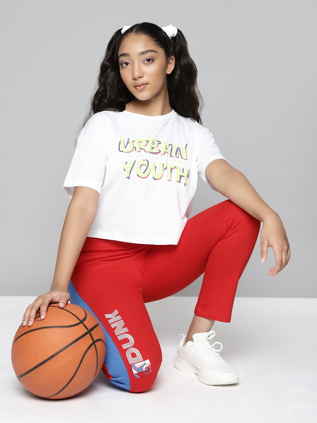HRX by Hrithik Roshan U-17 Active Girls High Risk Red Rapid-Dry Typography Track Pants