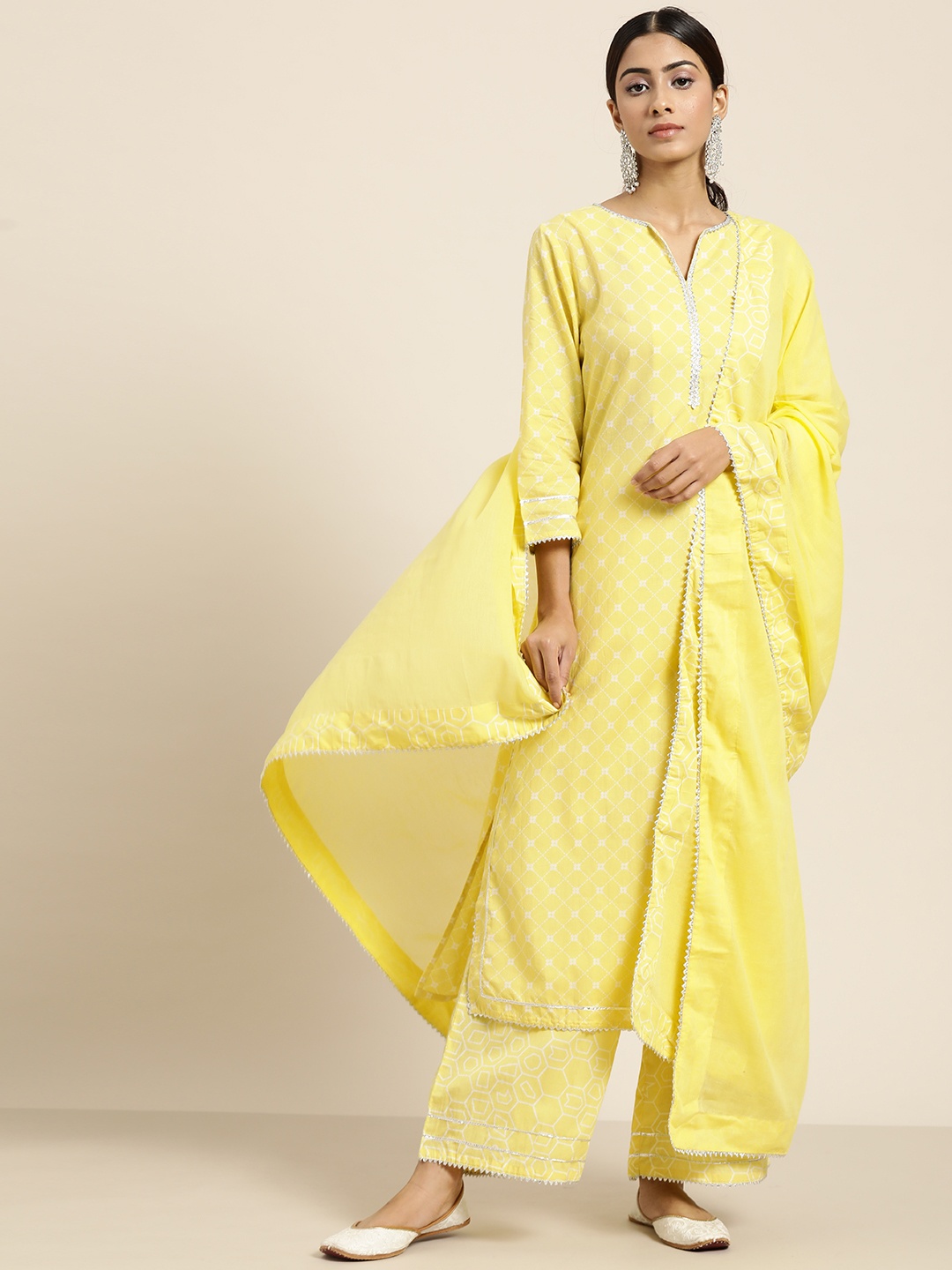 Moda Rapido Women Yellow Printed Gotta Patti Pure Cotton Kurta with Palazzos & Dupatta
Moda Rapido Women Yellow Printed Gotta Patti Pure Cotton Kurta with Palazzos & Dupatta