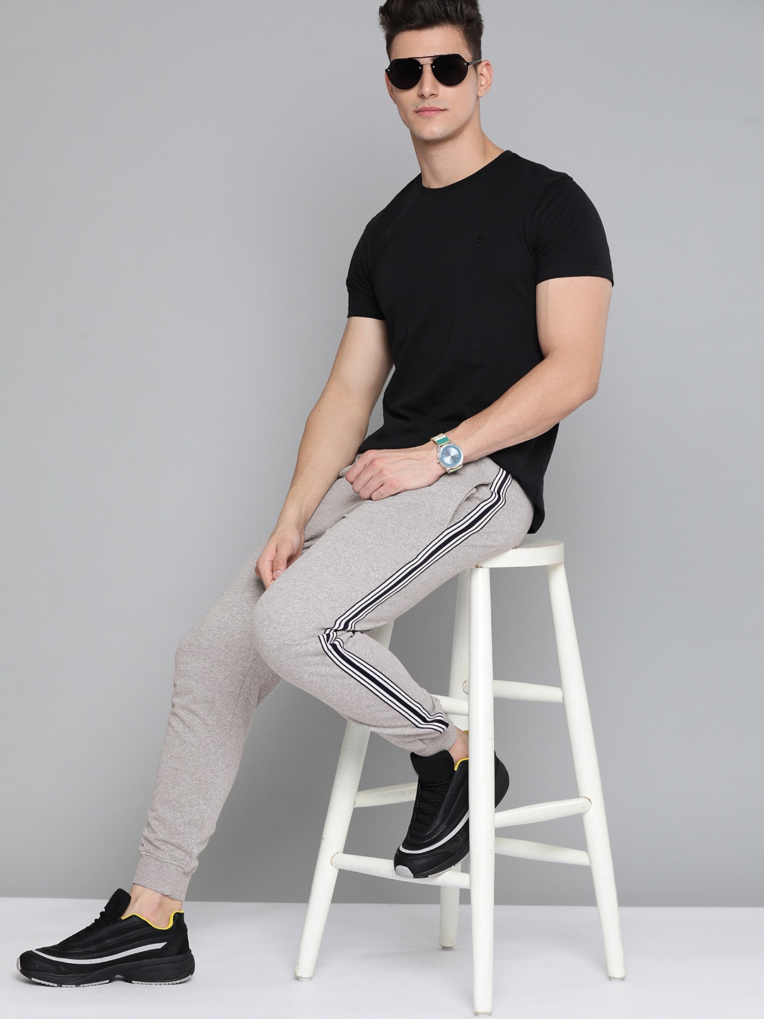 Harvard Men Grey Melange Solid Track Pants