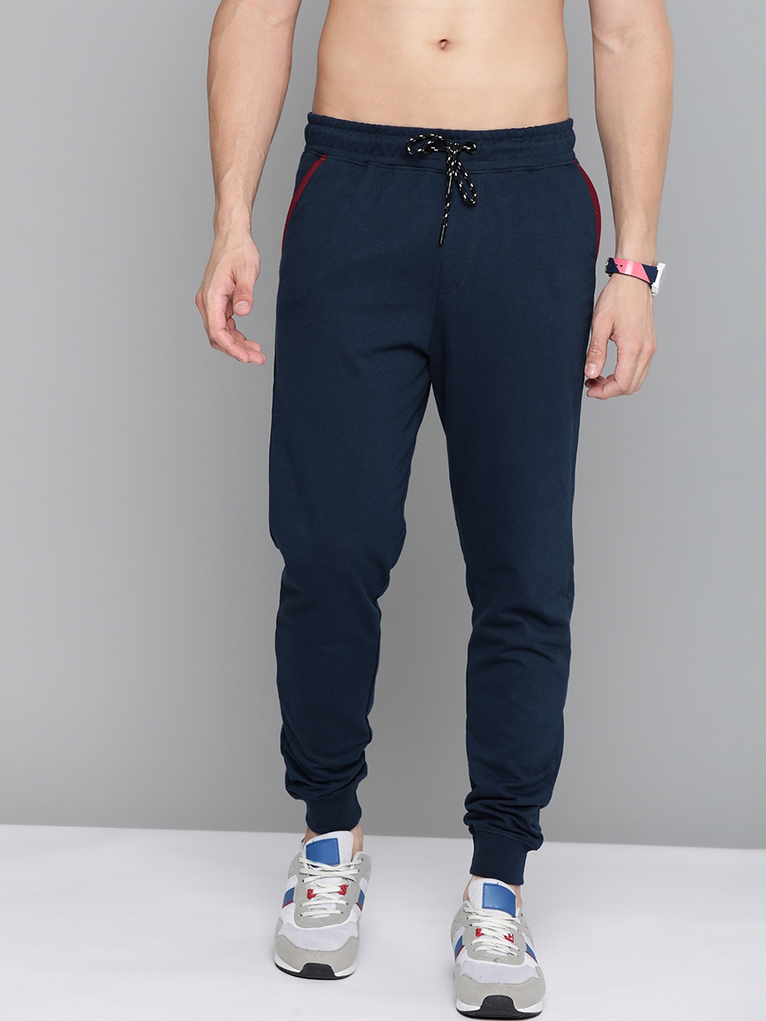 Harvard Men Navy Blue Solid Joggers
