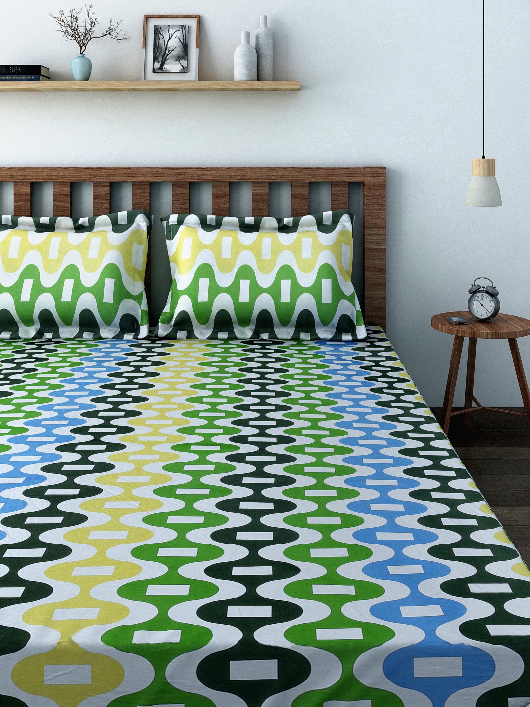 SWAYAM Multicoloured 210 TC Polycotton Double Fitted Bedsheet with 2 Pillow Covers, Multi
SWAYAM Multicoloured 210 TC Polycotton Double Fitted Bedsheet with 2 Pillow Covers, Multi