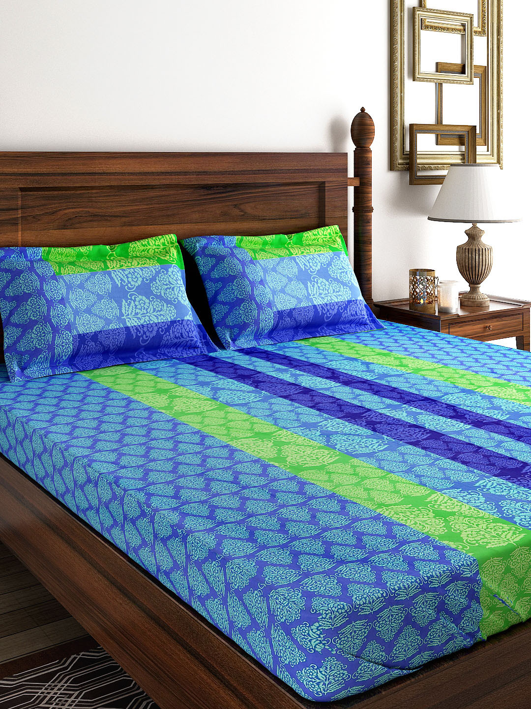SWAYAM Blue Floral Print 180 TC Fine Cotton Double Queen Bedsheet with 2 Pillow Covers
SWAYAM Blue Floral Print 180 TC Fine Cotton Double Queen Bedsheet with 2 Pillow Covers