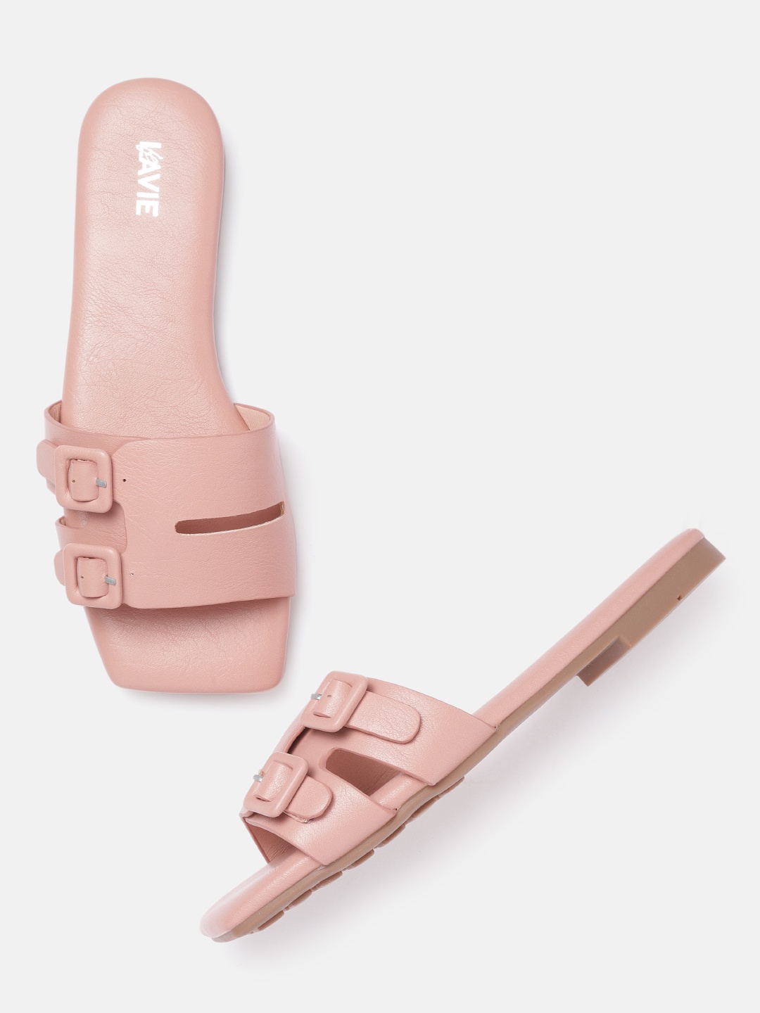 Lavie Women Pink Solid Open Toe Flats with Buckle Detail