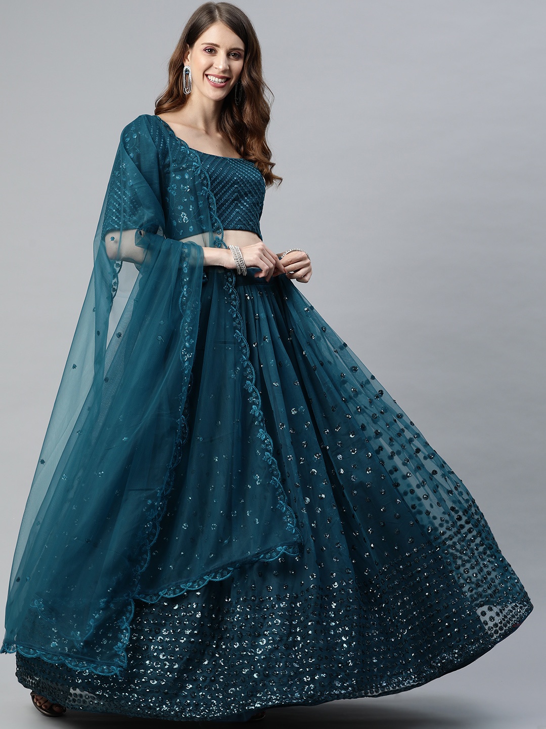 SHUBHKALA Teal Green Embroidered Sequinned Semi-Stitched Lehenga & Blouse With Dupatta
SHUBHKALA Teal Green Embroidered Sequinned Semi-Stitched Lehenga & Blouse With Dupatta